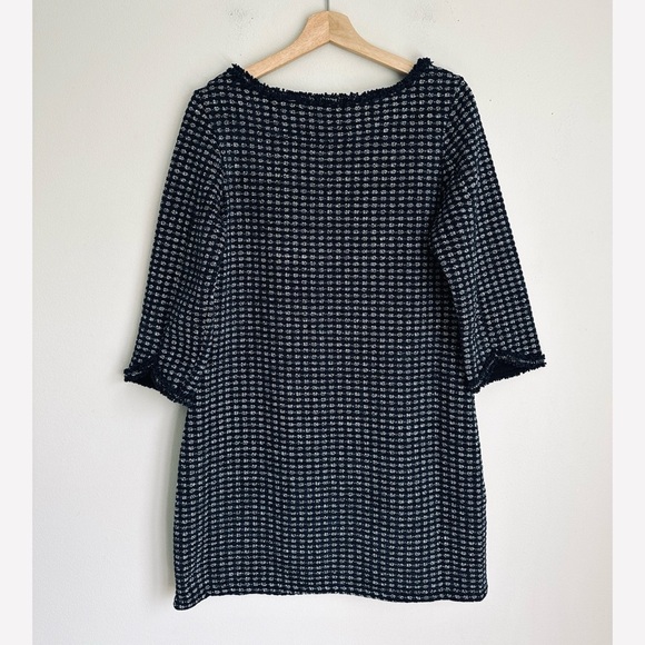 Max Studio London • Double Knit Tweed Bateau Neck Shift Dress in Navy Blue - Picture 5 of 7